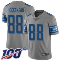 Nike Detroit Lions #88 T.J. Hockenson Gray Men's Stitched NFL Limited Inverted Legend 100th Season Jersey