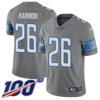 Nike Detroit Lions #26 Duron Harmon Gray Men's Stitched NFL Limited Rush 100th Season Jersey