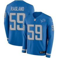 Nike Detroit Lions #59 Reggie Ragland Blue Team Color Men's Stitched NFL Limited Therma Long Sleeve Jersey