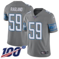 Nike Detroit Lions #59 Reggie Ragland Gray Men's Stitched NFL Limited Rush 100th Season Jersey