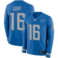 Detroit Detroit Lions #16 Jared Goff Blue Team Color Men's Stitched NFL Limited Therma Long Sleeve Jersey