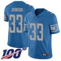 Nike Detroit Lions #33 Kerryon Johnson Blue Team Color Men's Stitched NFL 100th Season Vapor Limited Jersey
