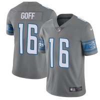 Detroit Detroit Lions #16 Jared Goff Gray Men's Stitched NFL Limited Rush Jersey