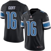 Detroit Detroit Lions #16 Jared Goff Black Men's Stitched NFL Limited Rush Jersey