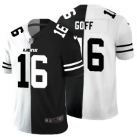 Detroit Detroit Lions #16 Jared Goff Men's Black V White Peace Split Nike Vapor Untouchable Limited NFL Jersey