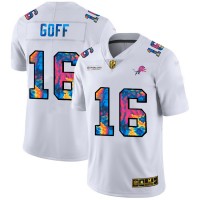 Detroit Detroit Lions #16 Jared Goff Men's White Nike Multi-Color 2020 NFL Crucial Catch Limited NFL Jersey