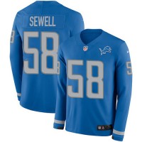Detroit Detroit Lions #58 Penei Sewell Blue Team Color Men's Stitched NFL Limited Therma Long Sleeve Jersey