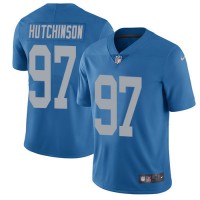 Nike Detroit Lions #97 Aidan Hutchinson Blue Throwback Men's Stitched NFL Vapor Untouchable Limited Jersey