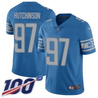 Nike Detroit Lions #97 Aidan Hutchinson Blue Team Color Men's Stitched NFL 100th Season Vapor Untouchable Limited Jersey