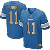 Nike Detroit Lions #11 Kalif Raymond Blue Team Color Men's Stitched NFL Elite Gold Jersey