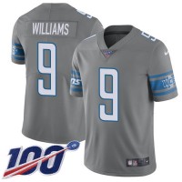 Nike Detroit Lions #9 Jameson Williams Gray Men's Stitched NFL Limited Rush 100th Season Jersey