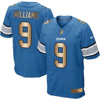 Nike Detroit Lions #9 Jameson Williams Blue Team Color Men's Stitched NFL Elite Gold Jersey