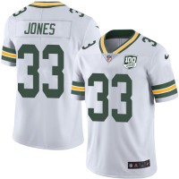 Nike Green Bay Packers #33 Aaron Jones White Men's 100th Season Stitched NFL Vapor Untouchable Limited Jersey