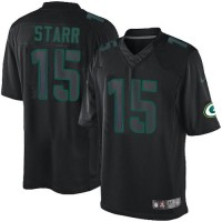 Nike Green Bay Packers #15 Bart Starr Black Men's Stitched NFL Impact Limited Jersey