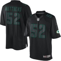 Nike Green Bay Packers #52 Clay Matthews Black Men's Stitched NFL Impact Limited Jersey