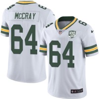 Nike Green Bay Packers #64 Justin McCray White Men's 100th Season Stitched NFL Vapor Untouchable Limited Jersey