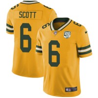 Nike Green Bay Packers #6 JK Scott Yellow Men's 100th Season Stitched NFL Limited Rush Jersey