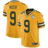 Nike Green Bay Packers #9 DeShone Kizer Yellow Men's 100th Season Stitched NFL Limited Rush Jersey
