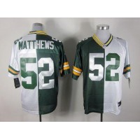 Nike Green Bay Packers #52 Clay Matthews Green/White Men's Stitched NFL Elite Split Jersey