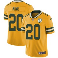 Nike Green Bay Packers #20 Kevin King Yellow Men's 100th Season Stitched NFL Limited Rush Jersey