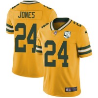 Nike Green Bay Packers #24 Josh Jones Yellow Men's 100th Season Stitched NFL Limited Rush Jersey