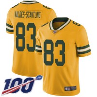 Nike Green Bay Packers #83 Marquez Valdes-Scantling Yellow Men's Stitched NFL Limited Rush 100th Season Jersey