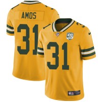 Nike Green Bay Packers #31 Adrian Amos Yellow Men's 100th Season Stitched NFL Limited Rush Jersey