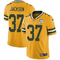 Nike Green Bay Packers #37 Josh Jackson Yellow Men's 100th Season Stitched NFL Limited Rush Jersey