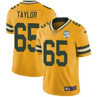 Nike Green Bay Packers #65 Lane Taylor Yellow Men's 100th Season Stitched NFL Limited Rush Jersey
