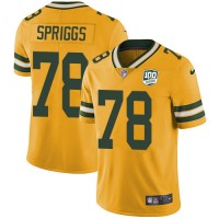 Nike Green Bay Packers #78 Jason Spriggs Yellow Men's 100th Season Stitched NFL Limited Rush Jersey