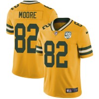 Nike Green Bay Packers #82 J'Mon Moore Yellow Men's 100th Season Stitched NFL Limited Rush Jersey