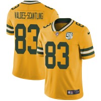 Nike Green Bay Packers #83 Marquez Valdes-Scantling Yellow Men's 100th Season Stitched NFL Limited Rush Jersey
