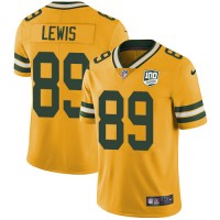 Nike Green Bay Packers #89 Marcedes Lewis Yellow Men's 100th Season Stitched NFL Limited Rush Jersey