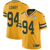 Nike Green Bay Packers #94 Dean Lowry Yellow Men's 100th Season Stitched NFL Limited Rush Jersey