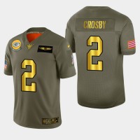 Nike Green Bay Packers #2 Mason Crosby Men's Olive Gold 2019 Salute to Service NFL 100 Limited Jersey