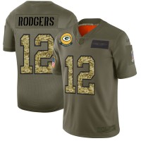 Green Bay Green Bay Packers #12 Aaron Rodgers Men's Nike 2019 Olive Camo Salute To Service Limited NFL Jersey