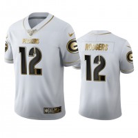 Green Bay Green Bay Packers #12 Aaron Rodgers Men's Nike White Golden Edition Vapor Limited NFL 100 Jersey