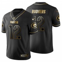 Green Bay Green Bay Packers #12 Aaron Rodgers Men's Nike Black Golden Limited NFL 100 Jersey