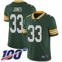 Nike Green Bay Packers #33 Aaron Jones Green Team Color Men's Stitched NFL 100th Season Vapor Limited Jersey