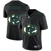 Green Bay Green Bay Packers #12 Aaron Rodgers Men's Nike Team Logo Dual Overlap Limited NFL Jersey Black
