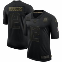 Green Bay Green Bay Packers #12 Aaron Rodgers Nike 2020 Salute To Service Limited Jersey Black
