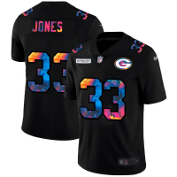 Green Bay Green Bay Packers #33 Aaron Jones Men's Nike Multi-Color Black 2020 NFL Crucial Catch Vapor Untouchable Limited Jersey