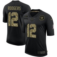 Green Bay Green Bay Packers #12 Aaron Rodgers Men's Nike 2020 Salute To Service Camo Limited NFL Jersey Black