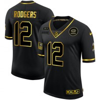 Green Bay Green Bay Packers #12 Aaron Rodgers Men's Nike 2020 Salute To Service Golden Limited NFL Jersey Black