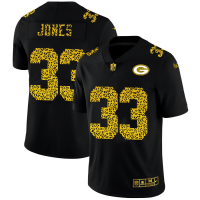 Green Bay Green Bay Packers #33 Aaron Jones Men's Nike Leopard Print Fashion Vapor Limited NFL Jersey Black