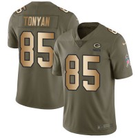Nike Green Bay Packers #85 Robert Tonyan Olive/Gold Men's Stitched NFL Limited 2017 Salute To Service Jersey