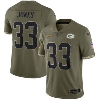 Green Bay Green Bay Packers #33 Aaron Jones Nike Men's 2022 Salute To Service Limited Jersey - Olive