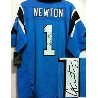 Nike Carolina Panthers #1 Cam Newton Blue Alternate Men's Stitched NFL Elite Autographed Jersey