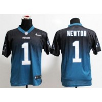 Nike Carolina Panthers #1 Cam Newton Black/Blue Men's Stitched NFL Elite Fadeaway Fashion Jersey