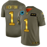 Carolina Carolina Panthers #1 Cam Newton NFL Men's Nike Olive Gold 2019 Salute to Service Limited Jersey